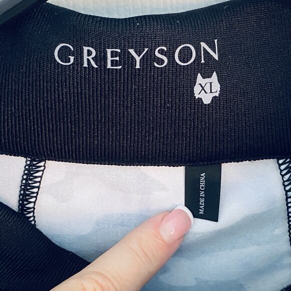 Greyson CamoScape Chene Hoodie Mens Large Black Camo Stretch Casual Golf Sweater - Picture 2 of 6